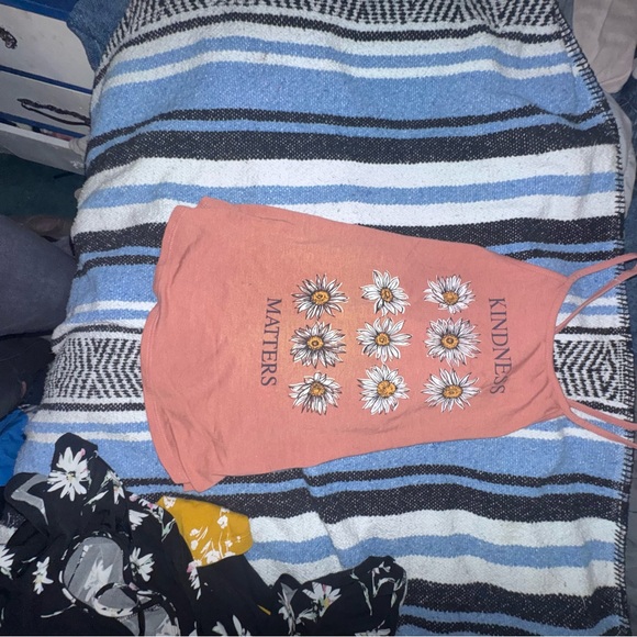 No Boundaries Tops - No Boundaries Rust Pink Daisy Graphic Tank Top